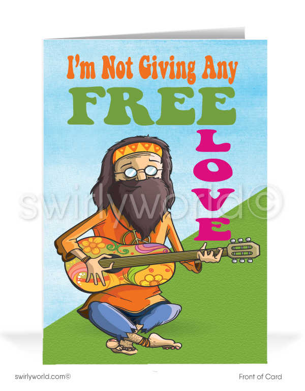 Groovy Hippie Free Love Business Happy Birthday Cards for Customers