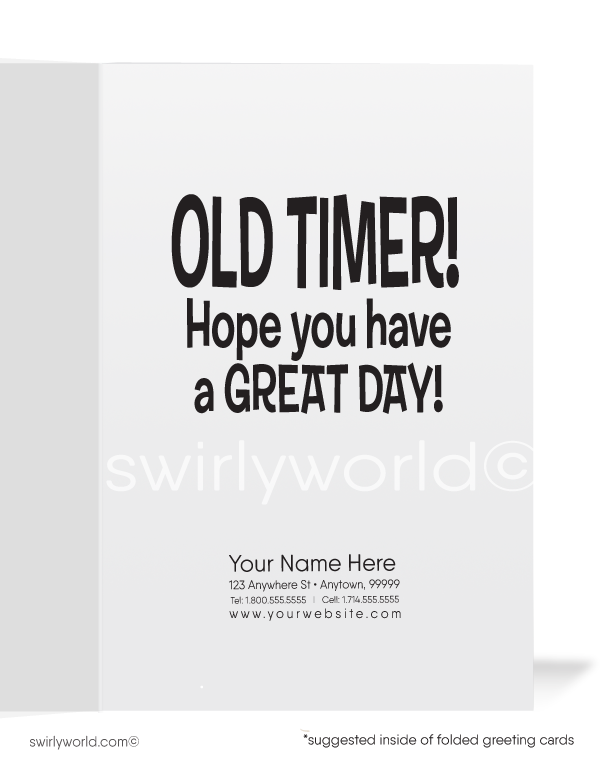 "Old Timer" Funny Business Caveman Happy Birthday Cards