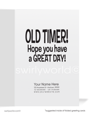 "Old Timer" Funny Business Caveman Happy Birthday Cards