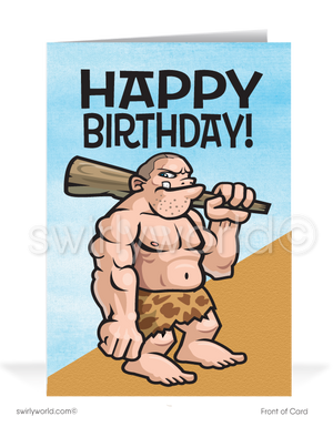 "Old Timer" Funny Business Caveman Happy Birthday Cards