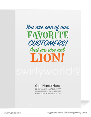 Lion Cartoon Business Thank You Cards for Customers