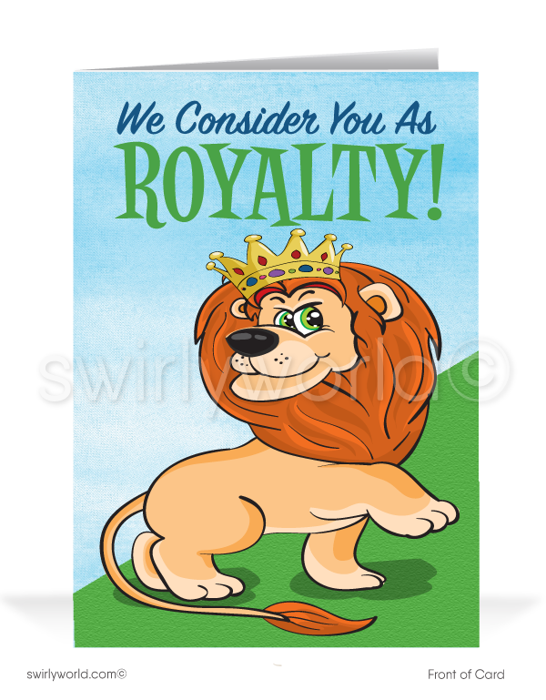 Lion Cartoon Business Thank You Cards for Customers