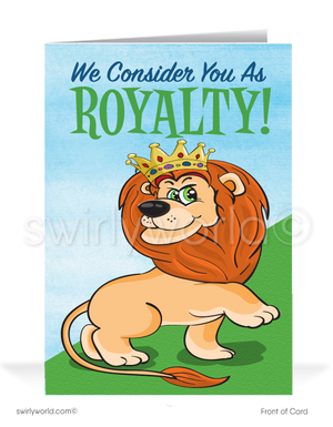 Lion Cartoon Business Thank You Cards for Customers