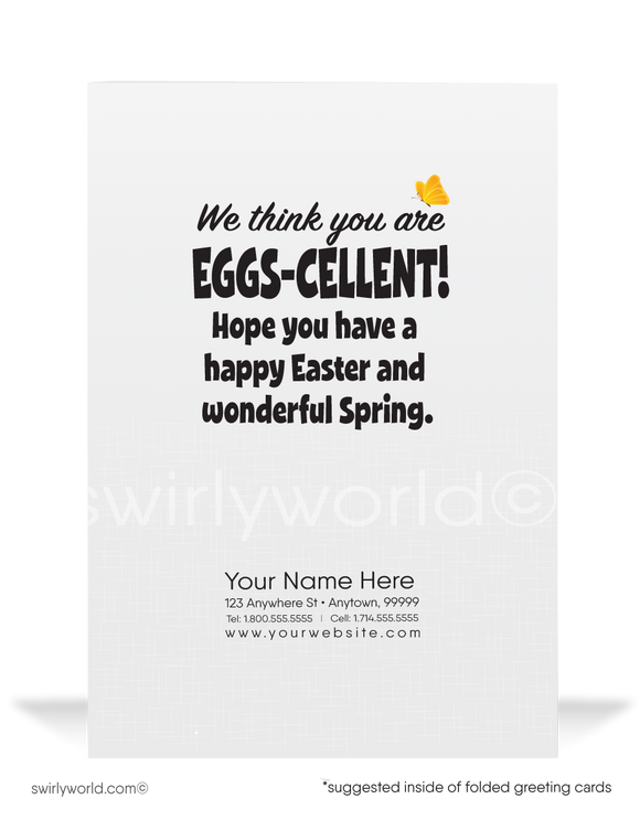 Customer Funny cartoon humorous happy Easter cards for business.