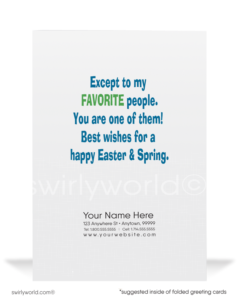Funny Mean Bunny Humorous Business Easter Cards for Customers
