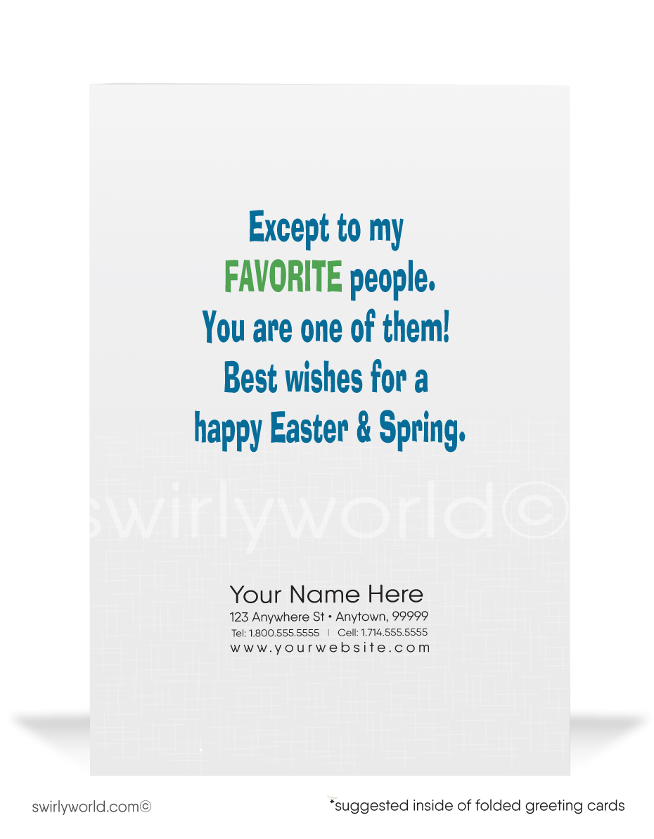 Funny Mean Bunny Humorous Business Easter Cards for Customers