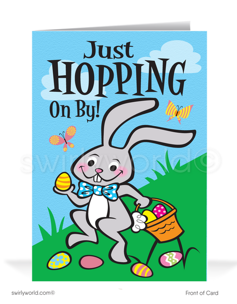 Cute Bunny Humorous Happy Easter Cards for Customers - swirly-world-design
