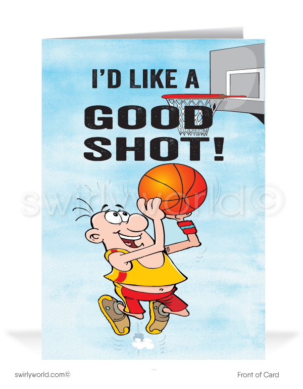 Funny Basketball Business Sales Promoting Cartoon Cards for Customers