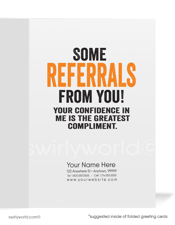 Humorous Basketball Thank You For Your Referral Greeting Cards for Customers