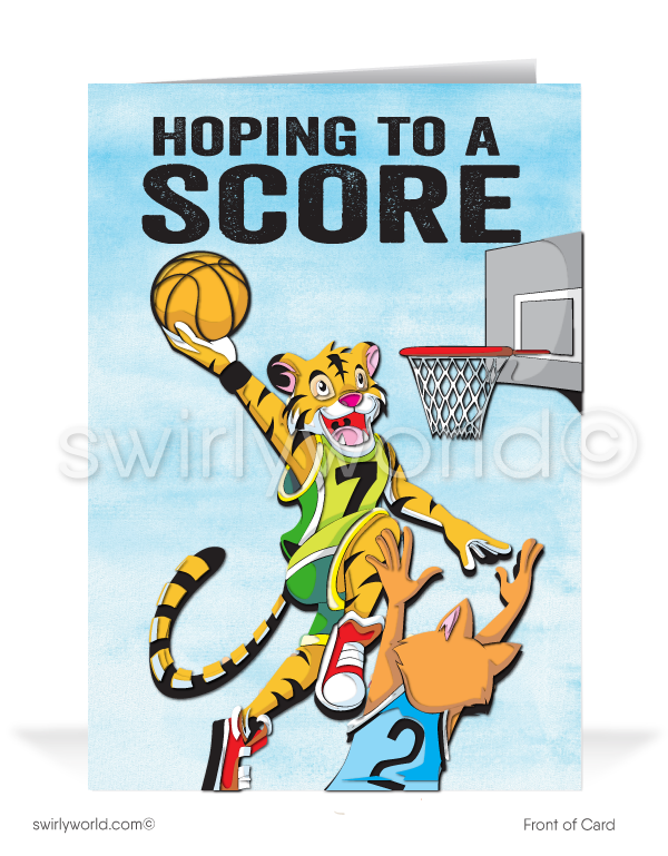 Humorous Basketball Thank You For Your Referral Greeting Cards for Customers
