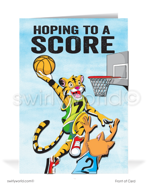 Humorous Basketball Thank You For Your Referral Greeting Cards for Customers