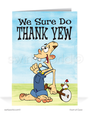 Funny Cartoon Hillbilly "Thank You For Your Business" Customer Appreciation Cards