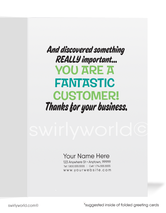 Funny Detective Cartoon Business Thank You Cards for Customers