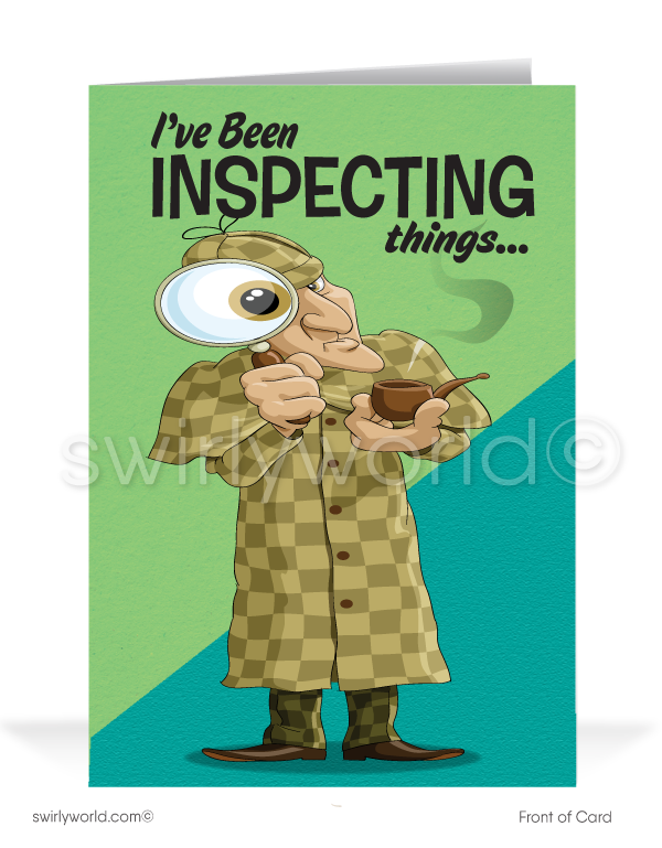 Funny Detective Cartoon Business Thank You Cards for Customers