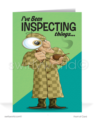 Funny Detective Cartoon Business Thank You Cards for Customers