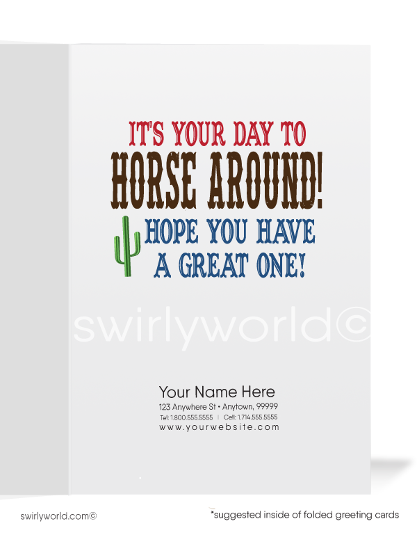 Funny Cowboy Customer Business Happy Birthday Cards