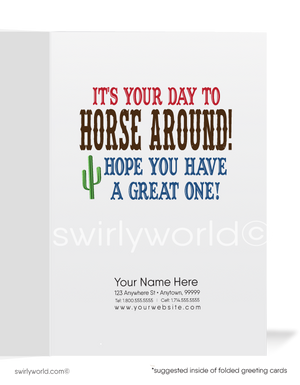 Funny Cowboy Customer Business Happy Birthday Cards