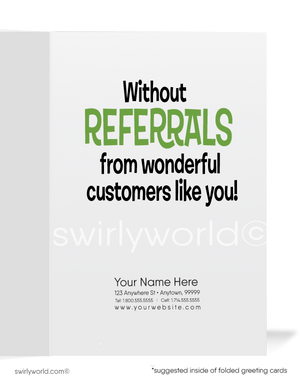 Funny Cartoon Thank You For Your Referral Greeting Cards for Clients