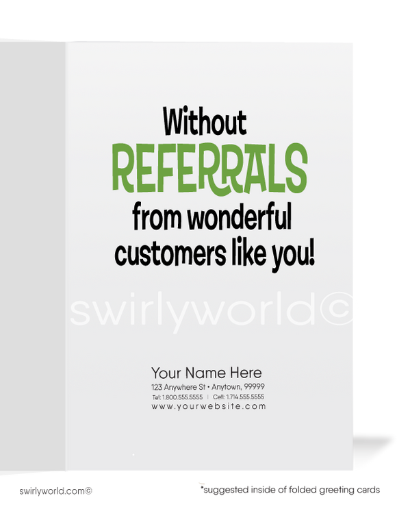 Funny Cartoon Thank You For Your Referral Greeting Cards for Clients