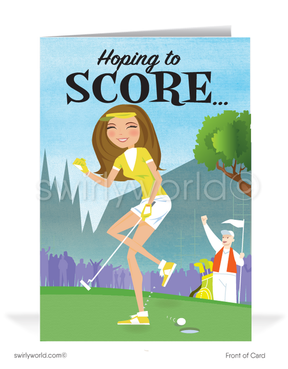 Golfer Women in Business Prospecting More Sales Greeting Cards