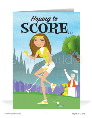 Golfer Women in Business Prospecting More Sales Greeting Cards