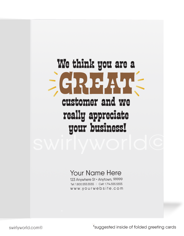 Western Cowboy Horse Humorous Business Customer "Thank You" Greeting Cards