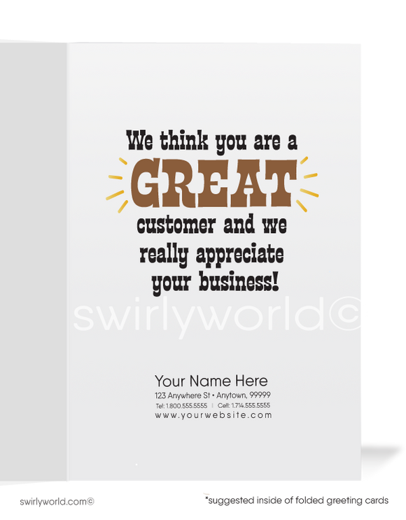 Western Cowboy Horse Humorous Business Customer "Thank You" Greeting Cards