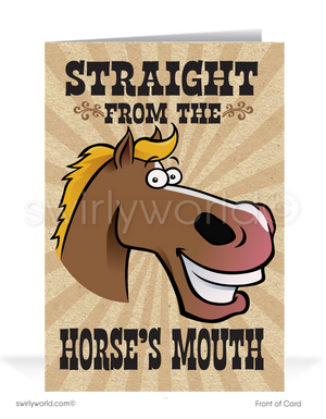 Western Cowboy Horse Humorous Business Customer "Thank You" Greeting Cards