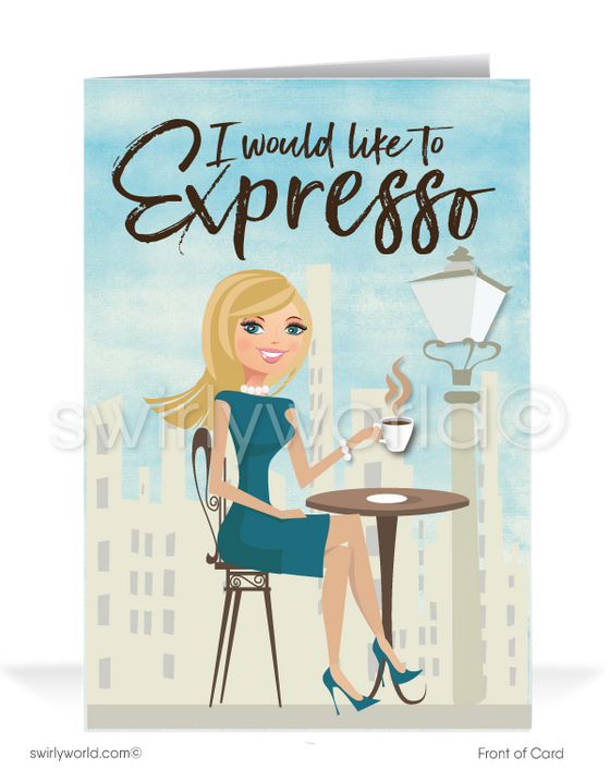 "Expresso My Thanks" Cute Women in Business Thank You Cards