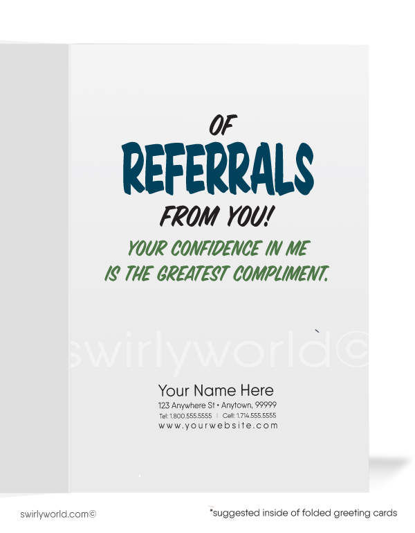 Cute Women in Business Thank You For Your Referral Client Greeting Cards.