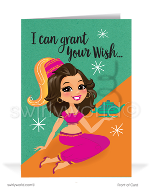 Genie in a Bottle Cute Women in Business Prospecting Sales Cards