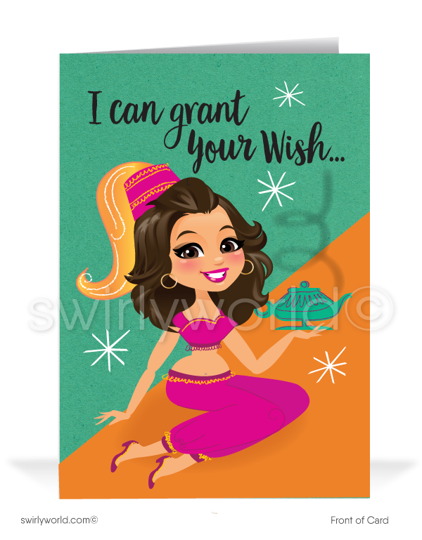 Genie in a Bottle Cute Women in Business Prospecting Sales Cards