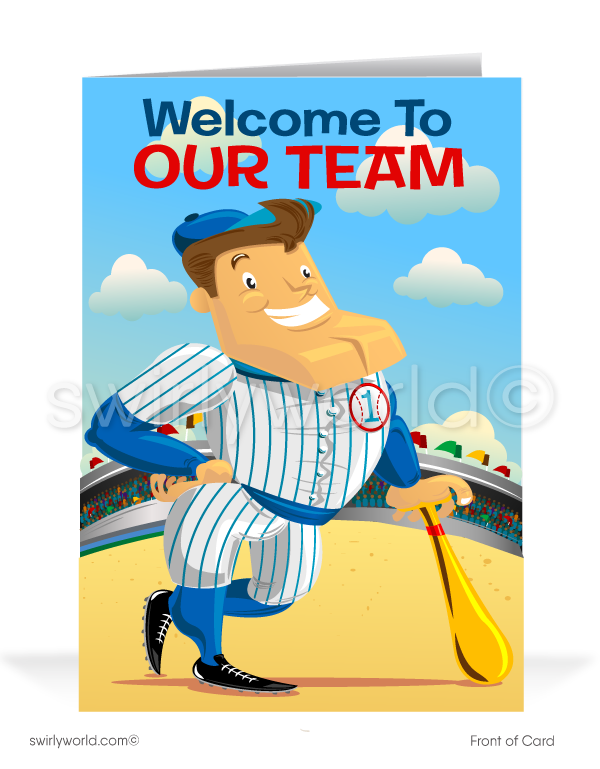 "Welcome to Our Team" Baseball Theme Business Thank You Cards for Customers