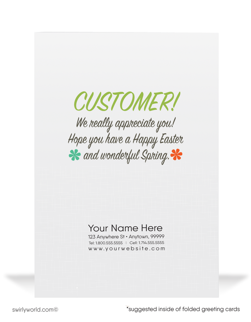 Cute Business Easter Bunny Happy Easter Cards for Customers