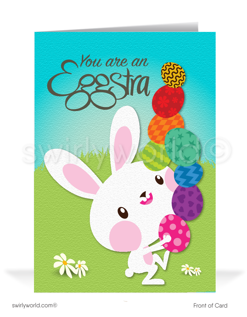 Cute funny bunny humorous happy Easter cards for business.