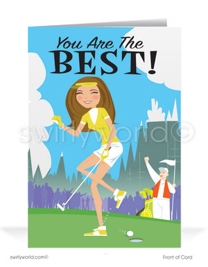 Golf Funny Humorous Thank You Cards for Women in Business