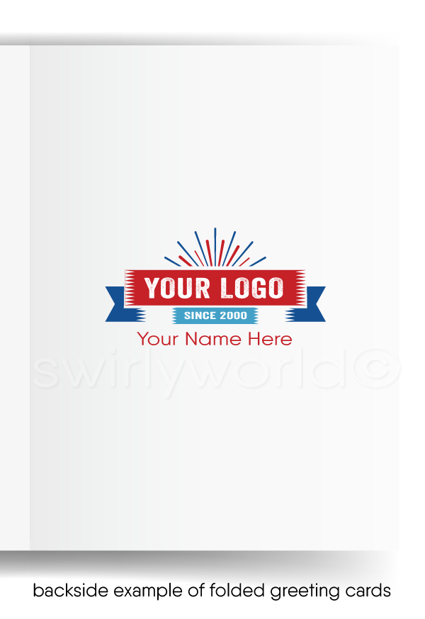 Cartoon American Eagle With Patriotic Sign "PROUD" for your Business Thank You Cards