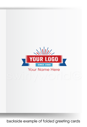 Cartoon American Eagle With Patriotic Sign "PROUD" for your Business Thank You Cards
