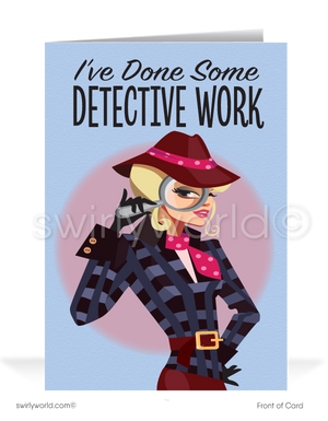 Cute Detective Women in Business Client Happy Birthday Cards