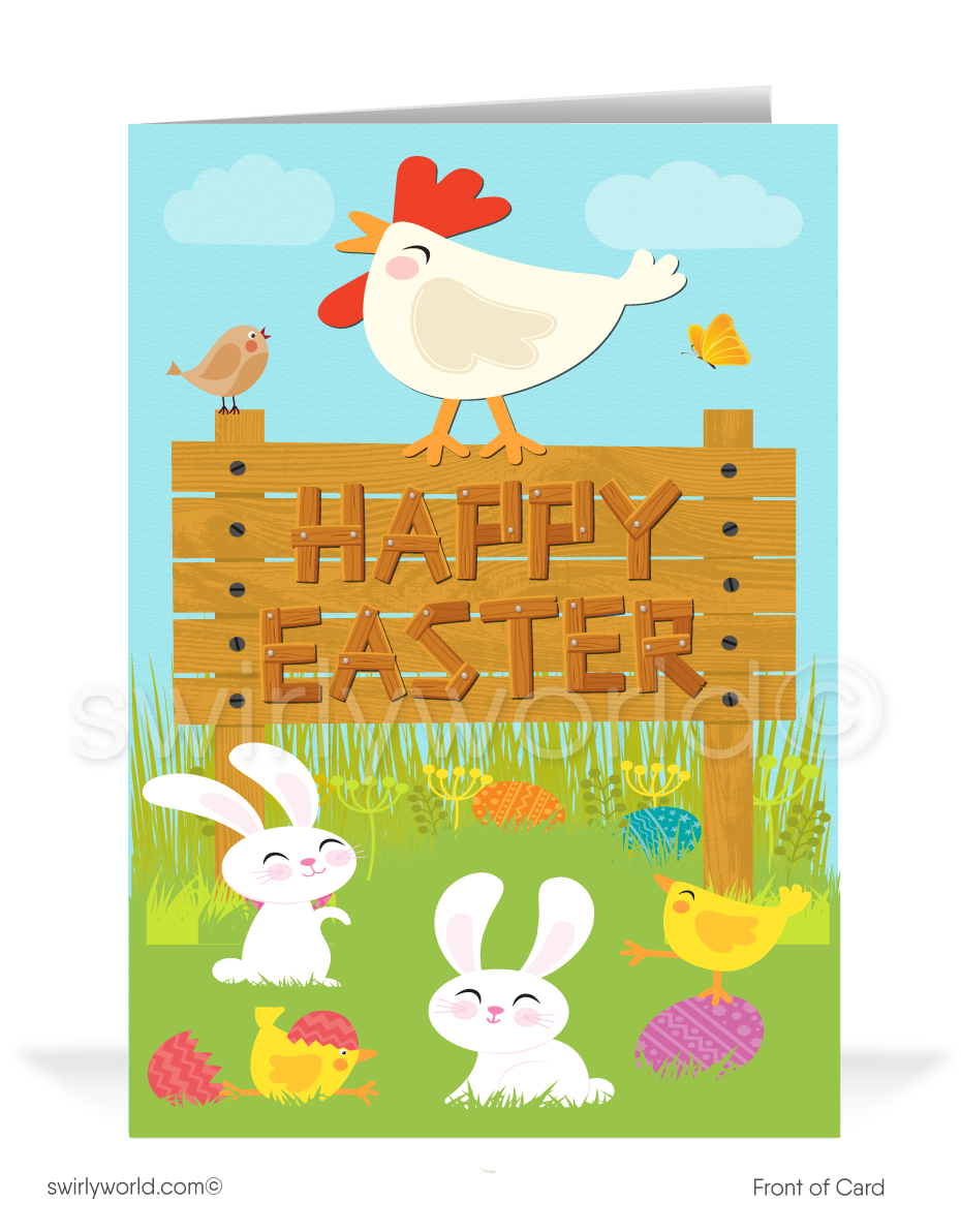 Cute Business Happy Easter Greeting Cards for Customers