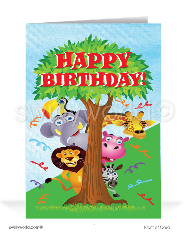 Animal Safari Business "From the Office" Happy Birthday Cards
