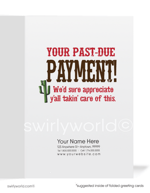 Funny Cowboy Shooter Collect a Debt on Past-Due Accounts Customer Collection Cards