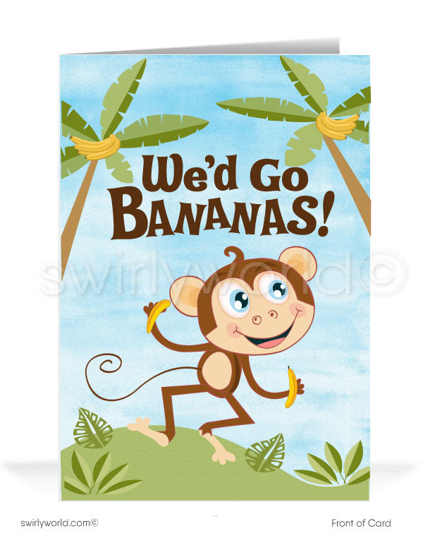 Funny Monkey Going Bananas Over Payment on Past-Due Bill Collection Cards.