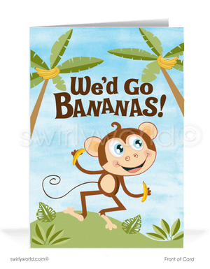 Funny Monkey Going Bananas Over Payment on Past-Due Bill Collection Cards.