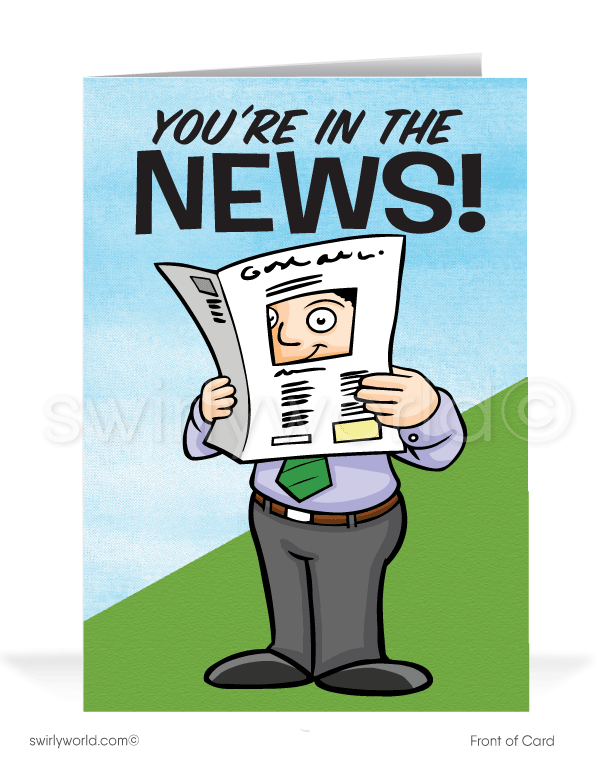 Funny You're in the News Congratulations Cartoon Cards for Customers