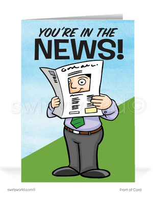 Funny You're in the News Congratulations Cartoon Cards for Customers