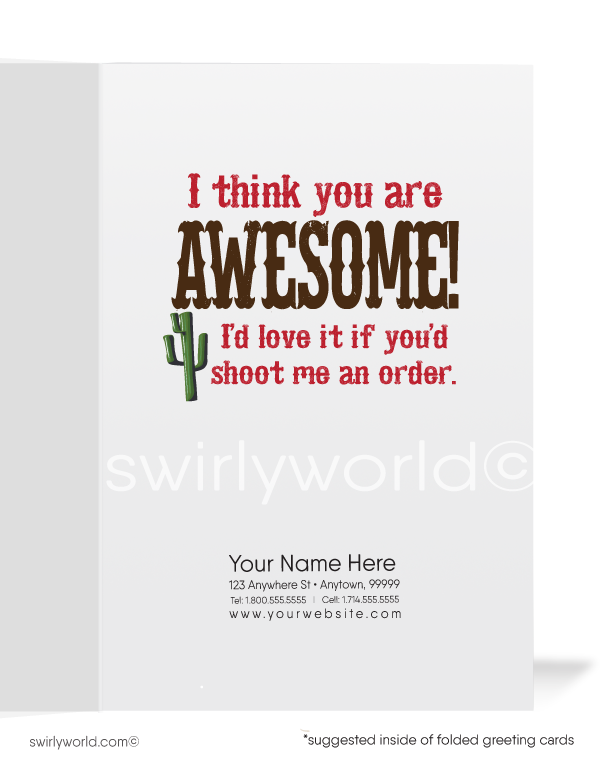 Monkey Cartoon Cowboy Prospecting New Customers Business Cards