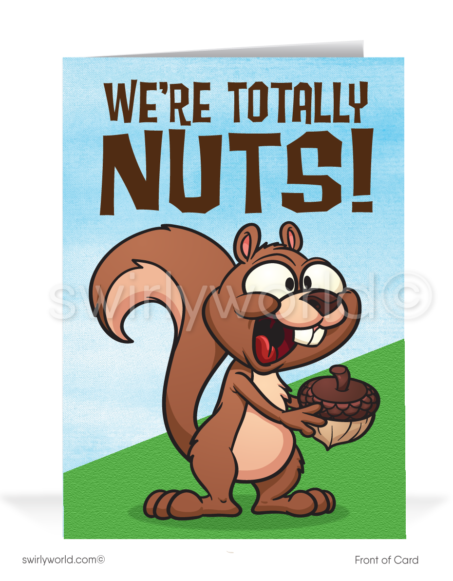"Nuts For Your Business" Funny Squirrel Thank You Cards for Customers