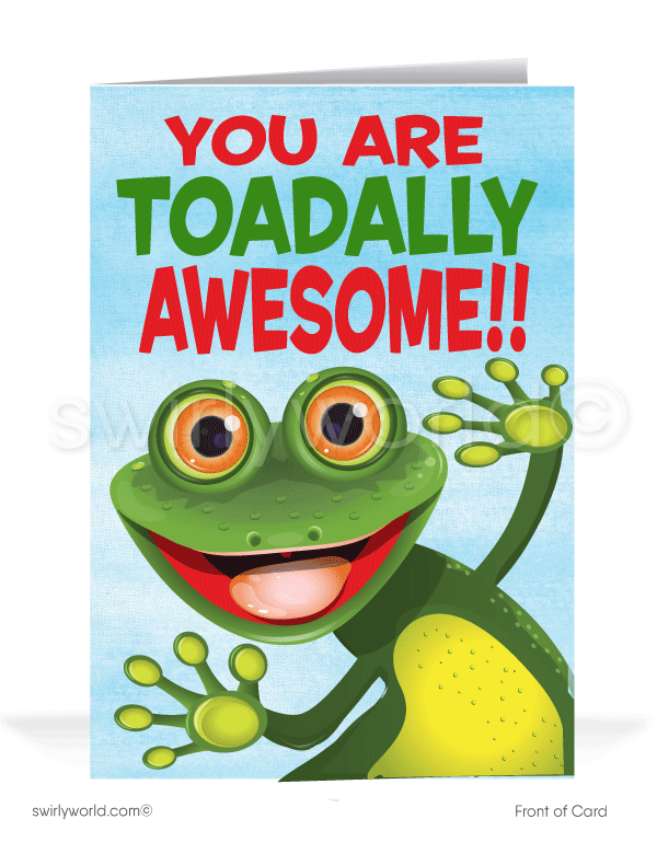 Funny Humorous Frog Toadally Awesome Congratulations Cartoon Cards. Job well done.