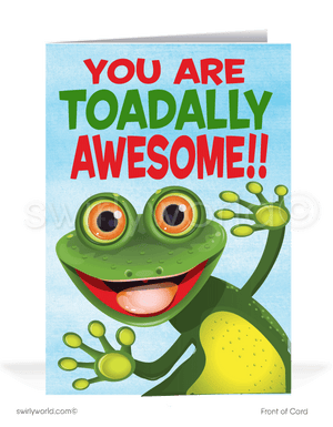 Funny Humorous Frog Toadally Awesome Congratulations Cartoon Cards. Job well done.